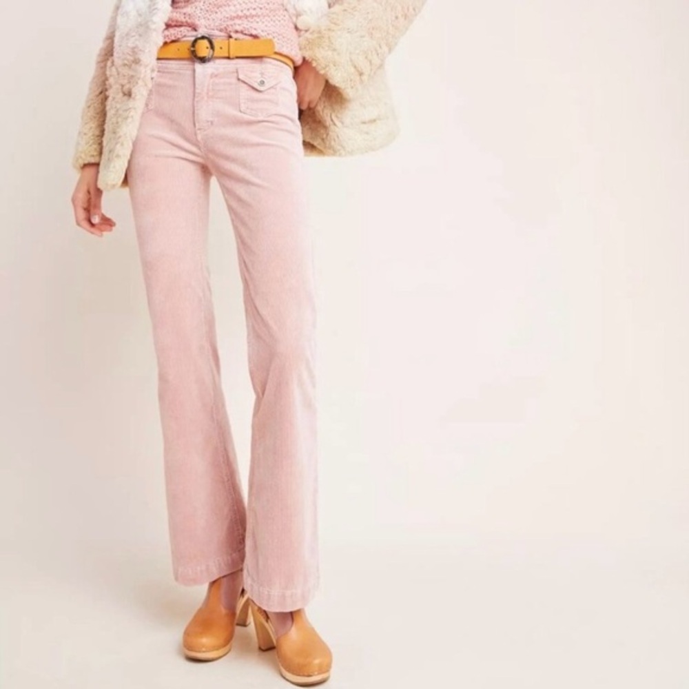 Anthropologie Pilcro Light Pink Corduroy Wide Leg Pants Size 25